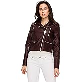 Lock and Love LL WJC1852 Womens Faux Leather Motorcycle Biker Jacket L Maroon