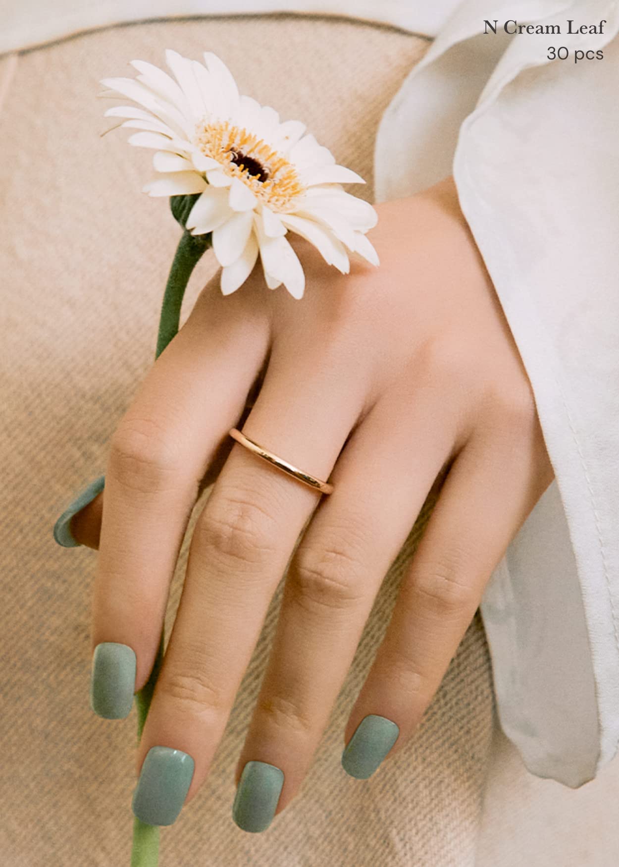 ohora Semi Cured Gel Nail Strips (N Cream Leaf) - Green, Solid, Works with Any UV/LED Lamps, Salon-Quality, Long Lasting, Easy to Apply & Remove - Includes 2 Prep Pads, Nail File & Wooden Stick - Image 4