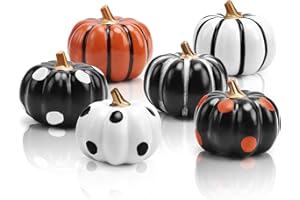LEZCUFER Halloween Decorations Indoor-Halloween Pumpkin Decor - 6 pcs Artificial Pumpkins for Crafts Decorations for Autumn Home Halloween Decor