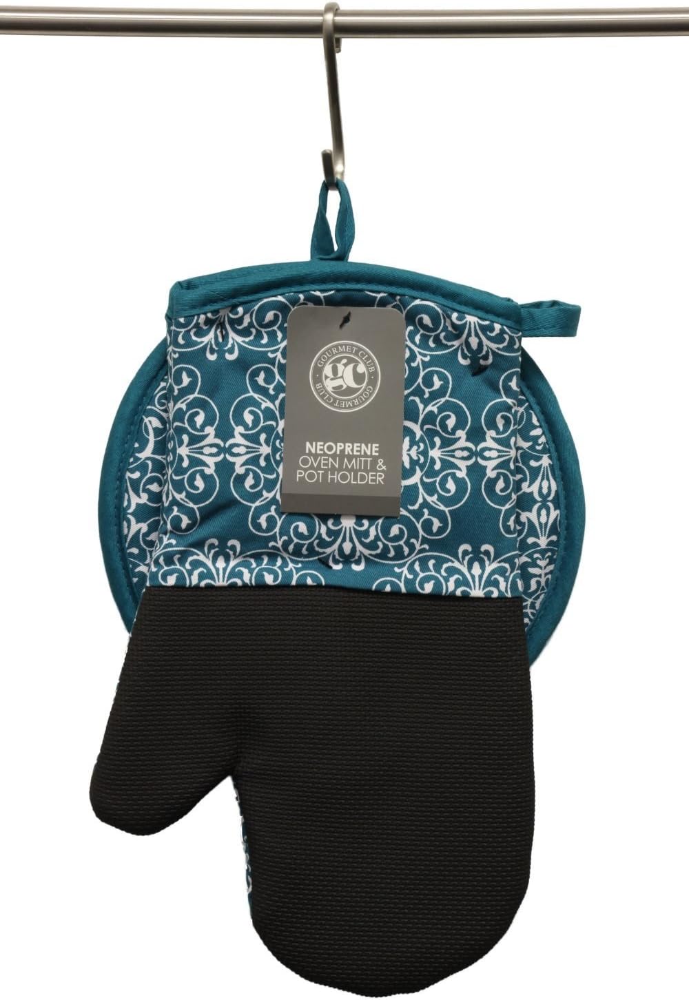 Oven Mitt and Potholder Set - Pot Holders and Oven Mitts Protect Hands and Surfaces - Kitchen Essentials Ideal for Cooking, Baking - Heat Resistant to 500F - Cotton w/Neoprene Silicone for Easy Grip