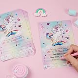 WERNNSAI Unicorn Party Invitations 24 Pack Rainbow Birthday Baby Shower Kids view 5