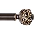 Curtain Rod 32 to 58 Inches (2.6 to 4.8 ft), USFOOK 7/8 Inch Telescoping Splicing Curtain Rods for Windows 20 to 53 Inch, Bronze Drapery Rod with Leaf Finials