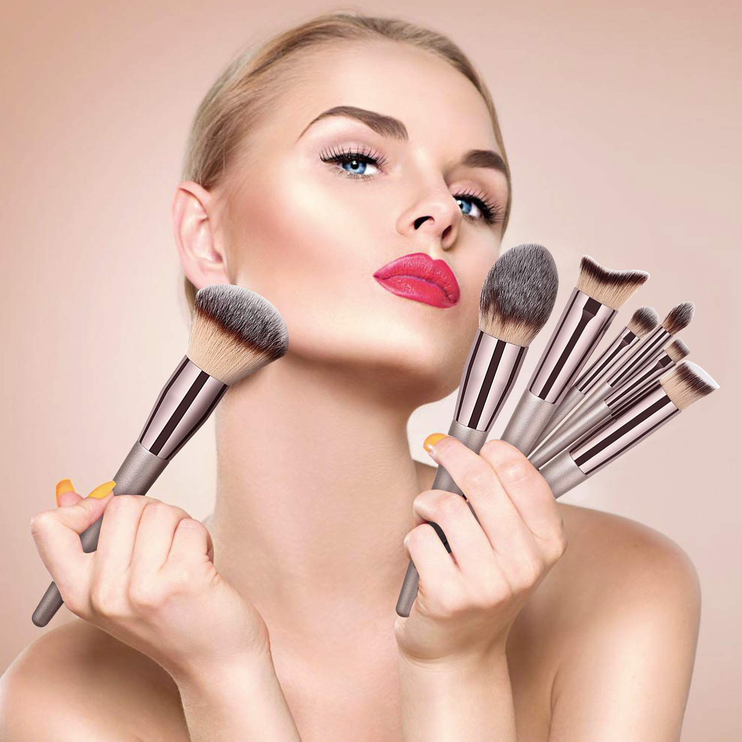 BESTOPE 20 PCs Makeup Brushes Premium Synthetic Contour Concealers Foundation Powder Eye Shadows Makeup Brushes with Champagne Gold Conical Handle: Beauty