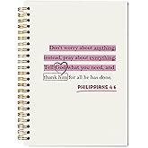 Welshower Pink Christian Notebook Journal 5.5x8.3, Philippians 4:6 Bible Verse Scripture Journal Notebooks for Note Taking, Christian Gifts for Women, Preppy Girly Religious Hardcover Spiral Notebook