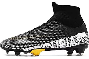 CNNBG Adult Soccer Cleats Men-High-Tops Slip-On Lace Up Football Shoes for Youth Soccer Shoes Indoor Outdoor AG FG