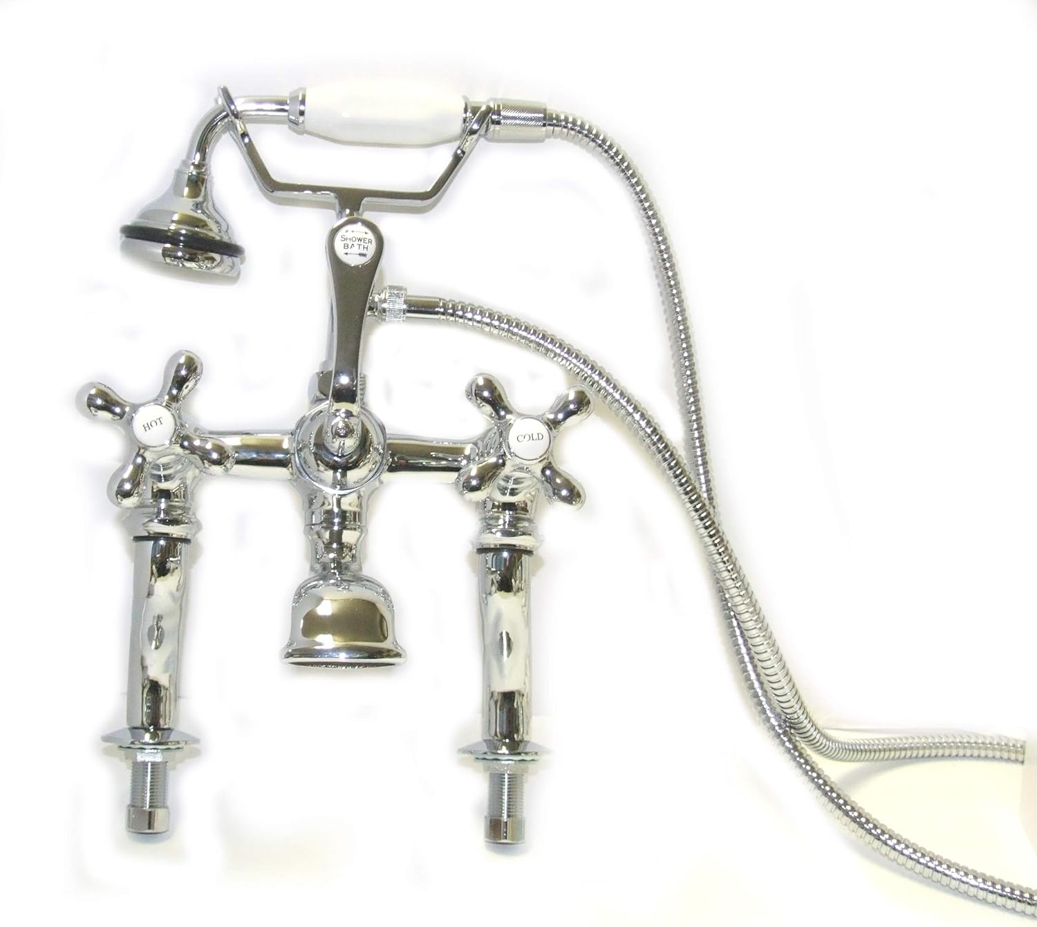 Clawfoot Deck Rim Mount 6 Or 7 Inch Faucet With Handheld Shower