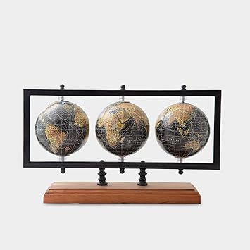 Casa Decor Hilbert Black Triple Globe Stand Political Educational