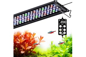 SEAOURA LED Aquarium Plant Light, 24/7 Custom Timer, Power-Off Memory, 7-Row LEDs 30-36in Full Spectrum Fish Tank Lights, 8 Colors, 20 Brightness, Day & Night Cycle, Adjustable Mount for Freshwater