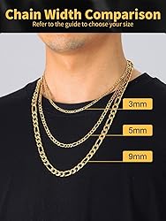 U7 3mm Figaro Chain 18K Gold with Inlaid Stainless