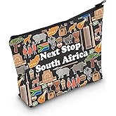 MNIGIU South Africa Symbols Souvenir Cosmetic Bag South Africa Vacation Gift South Africa Trip Makeup Bag South Africa Lover Gift Africa Travel Gift (South Africa Bag Black)