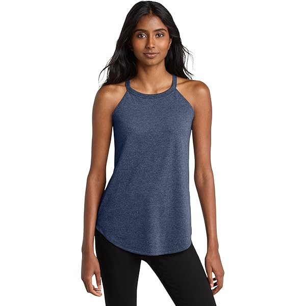 District Women's Perfect Tri Rocker Tank - Casual Halter Neck Top
