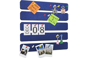 Bulletin Board, Jeethemy Felt Pin Board Bar Strips, Self Adhesive Cork Boards for Walls with 35 Push Pins for Bedrooms Offices Home Decoration,5 Pack,Royal Blue
