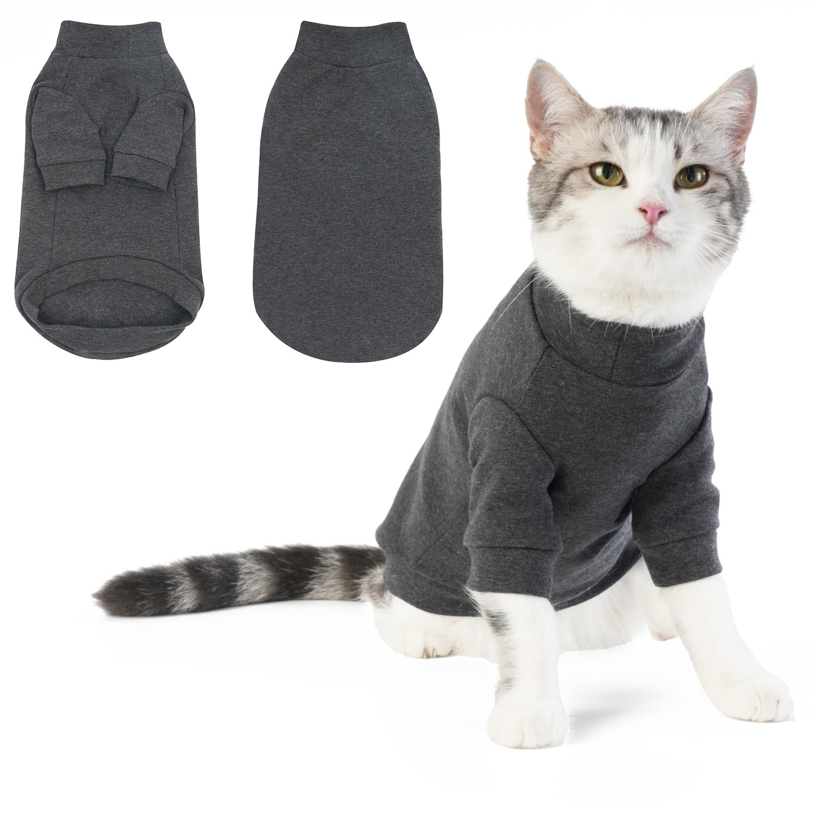 Cyponpy Cat Jumper Fleece Cat Clothing Winter Cat Coat Warm Cat Pajamas Two-Legged Cat Onesie Sphynx Cat Clothes Kitten Cat Sweater Cat Bodysuit Long Sleeve Cat Pullover Hairless Cat Outfit Cat Jacket — image 1