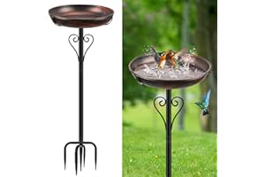 ODSNANIE 36In Metal Bird Bath for Outside, Vintage Freestanding Birdbaths with Metal Stake, Upgraded 5 Pronged Base Birdfeede