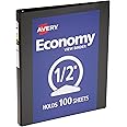 Avery Economy View 3 Ring Binder, 0.5" Round Rings, 1 Black Binder (05751)