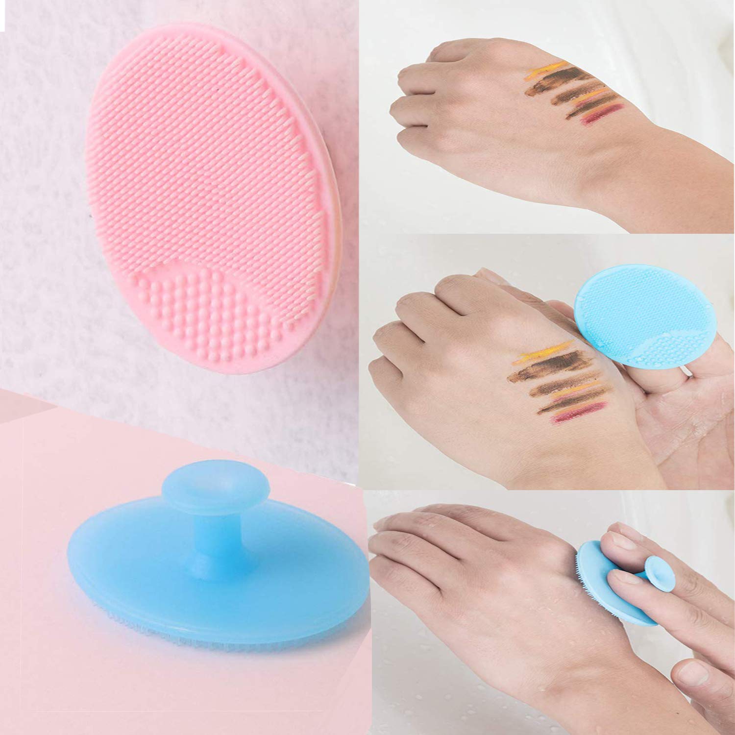 3 Pcs Silicone Facial Cleansing Brush,Handheld Face Scrubber for Women,Exfoliator and Blackhead Removing for Sensitive Skin: Beauty