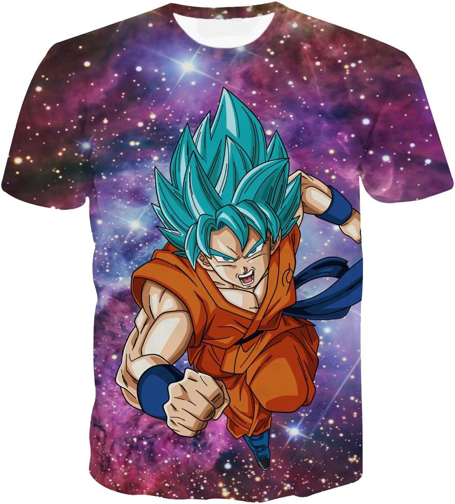 Yangxinyuan Summer New Unisex Creative Short Sleeve Dragon Ball 3D Goku Print T-Shirt