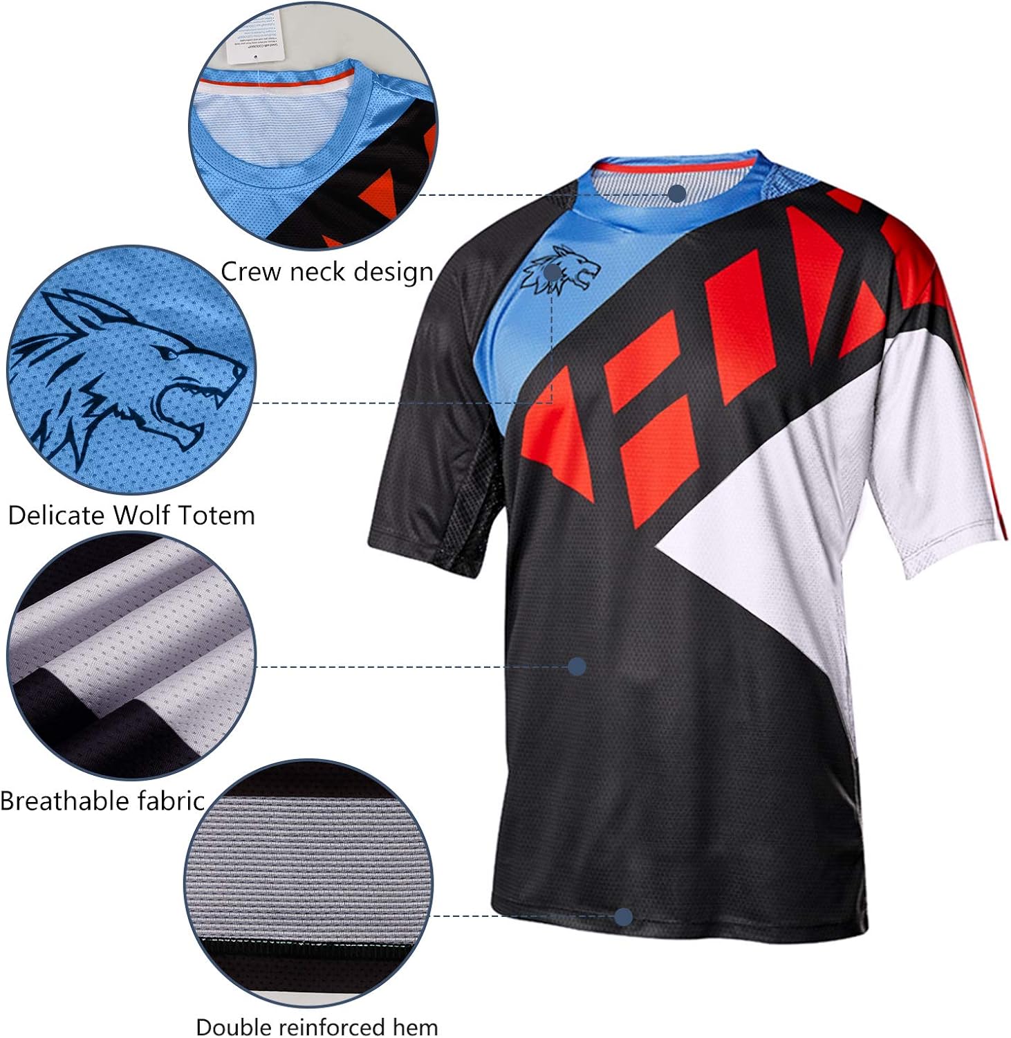 Wisdom Leaves Men's Short Sleeve Cycling Jersey Mountain Bike Shirt MTB Bike Jersey Moisture-Wicking T-Shirt: Clothing