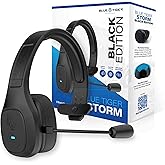 Blue Tiger Storm Black - Premium Trucker Bluetooth Headset - Wireless Noise Canceling Mono Headset with Mic - High-Fidelity Sound, 30-Hour Talk Time, USB-C Charging - for Truck Drivers, Bluetooth 5.0
