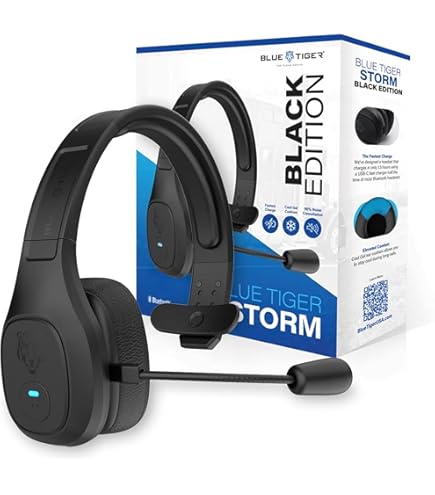 Buy Blue Tiger Storm Gray - Premium Trucker Bluetooth Headset - Wireless Noise Canceling Mono Headset With Mic - High-Fidelity Sound, 30-Hour Talk Time, USB-C Charging - For Truck Drivers, Bluetooth 5.0 - View #3