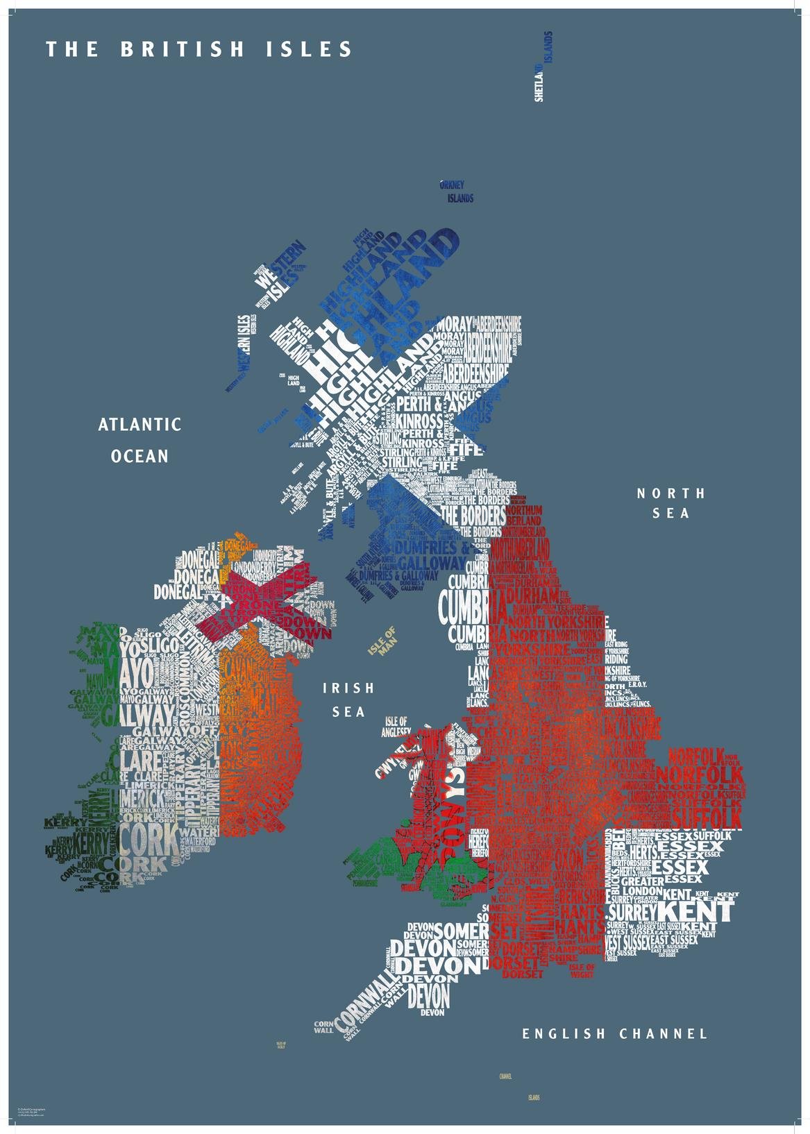 Graphic Map UK - flags - 23.5" x 33.25" Laminated