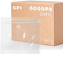 6,000 Case - 4" x 3" Zip Bags, 2 Mil, Clear Plastic