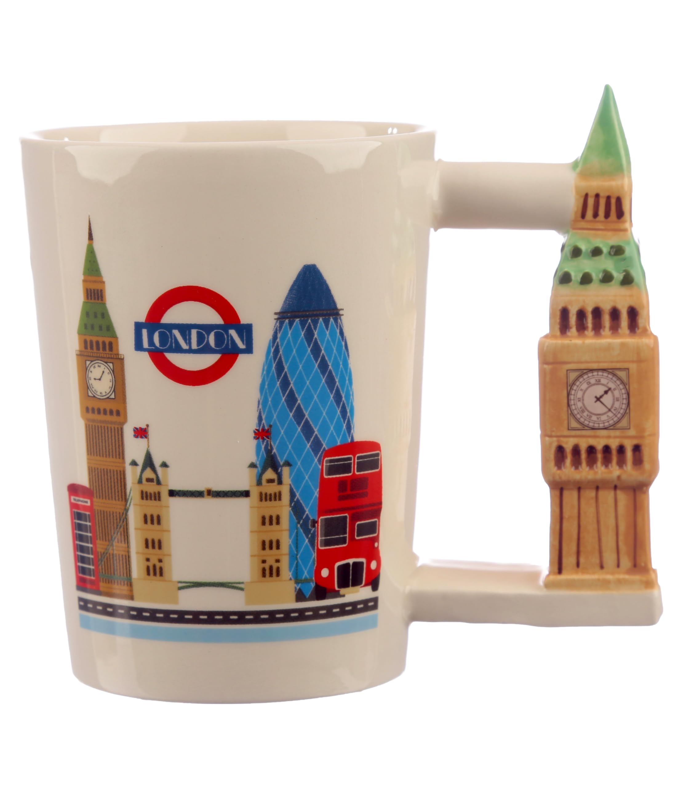 Puckator London Souvenir Big Ben Ceramic Shaped Handle Tea Coffee Mug - Funny Home Accessories Cute Gifts for Girlfriend Large Mugs for Men Women Hot Drinks Cups Presents Secret Santa Gift Cup Set
