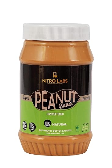 Nitro Labs Peanut Butter Natural No Preservative No Additives No Sweetener,Keto Diet Friendly, Gluten Free, GMO Free (Super Crunchy, 1 kg)