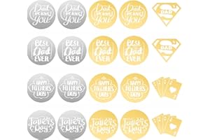 NWSRAYU Happy Father's Day Cupcake Toppers Acrylic Mirror Disc Fathers Day Super Dad cupcake picks Party Cupcake Cake Decorations Supplies Sliver and Gold (20 Mix)