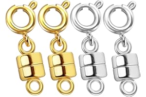 Kcctoo Magnetic Necklace Clasps and Closures - 14k Gold and Silver Plated Bracelet Connectors for Necklaces Chain Jewelry Making