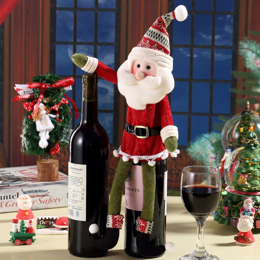 Christmas Wine Bottle Cover Bags Wine Gift for Christmas Table Dinner Decoration Home Party Decoration (santa-c)