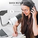 FIFINE XLR USB Dynamic Microphone K688 White with Mute Gain Headphones Jack view 5