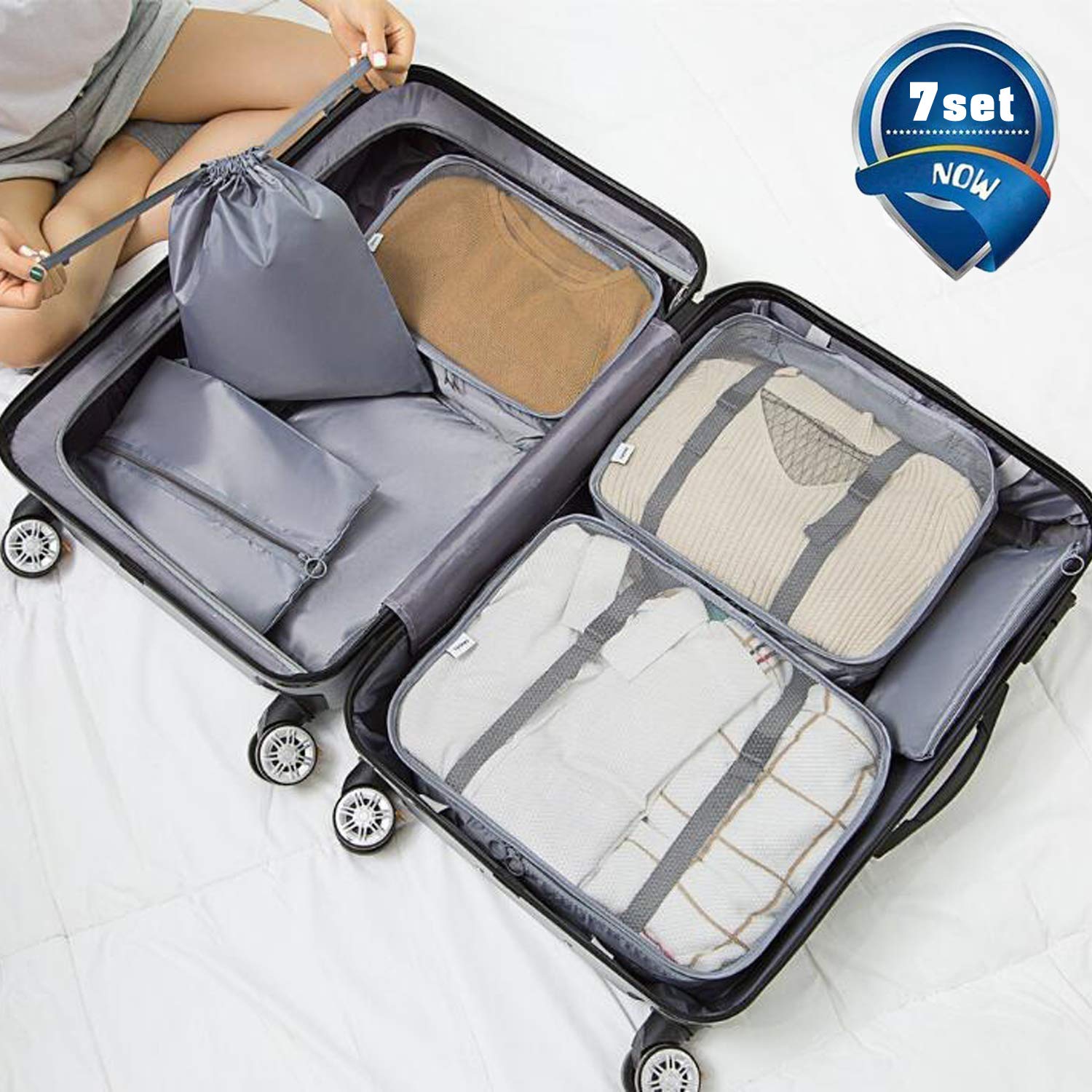 Packing Cubes, Travel 7 Set Luggage Organizer with Laundry...