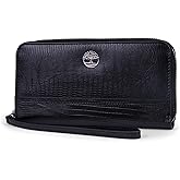 Timberland womens Leather RFID Zip Around Wallet Clutch With Wristlet Strap