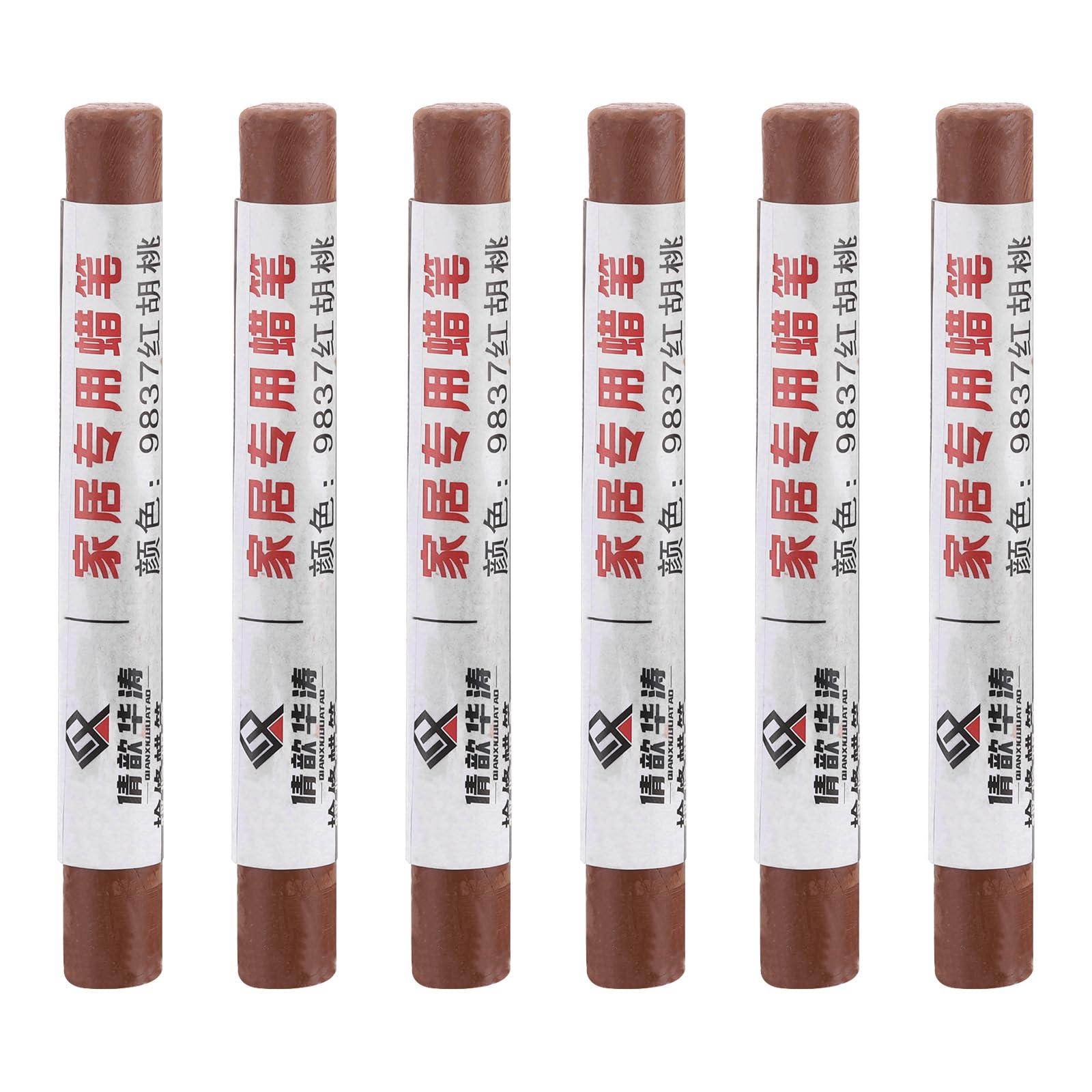 PATIKIL Furniture Repair Crayons, 6 Pcs Wax Wood Filler Sticks Wood Wax Crayons for Scratches, Wood Floor, Holes, Tables, Red Walnut