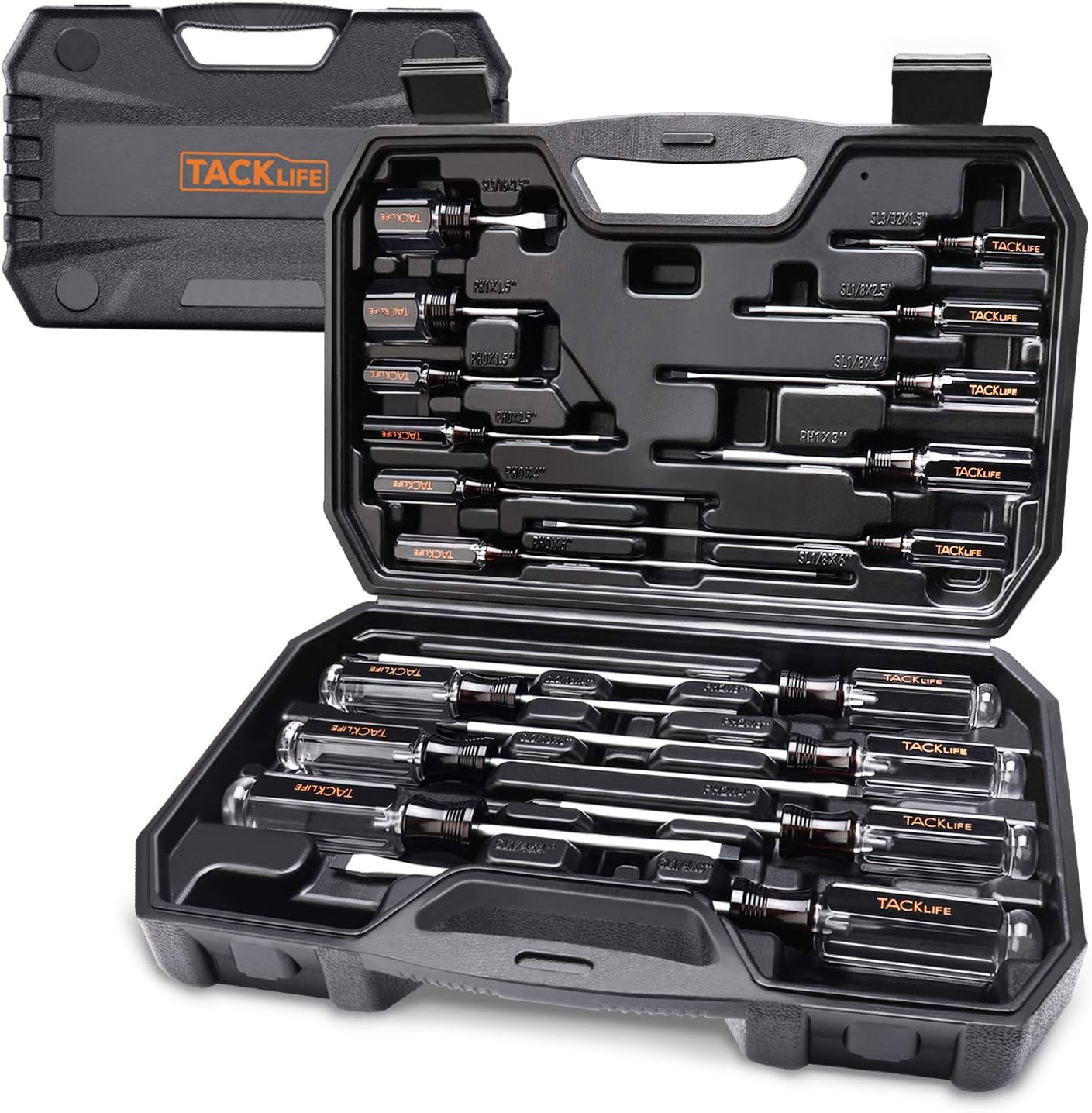TACKLIFE Screwdriver Set,18pcs Magnetic Slotted/Phillips Screwdrivers and Acetate Hard Grip Handle Screwdriver with Case-HSS7A: Home Improvement