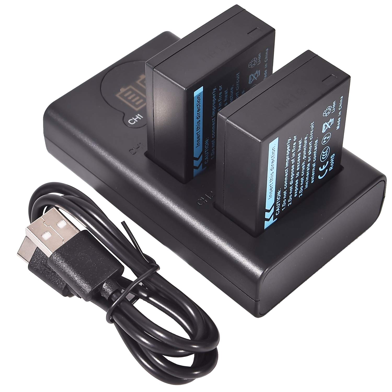 DSTE 2x NP-W126 Replacement Battery + Dual USB Charger with LCD Display Compatible with NP-W126S and FUJI HS30 EXR,HS30EXR,HS33 EXR,HS50 EXR,HS50EXR,X-A1,XA1,X-E1,XE1,X-M1,XM1,X-Pro1,XPro1,X100V