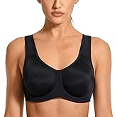 SYROKAN Women's Max Control Underwire Sports Bra High Impact Plus Size with Adjustable Straps Unlined Bra