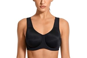 SYROKAN Women's Max Control Underwire Sports Bra High Impact Plus Size with Adjustable Straps Unlined Bra