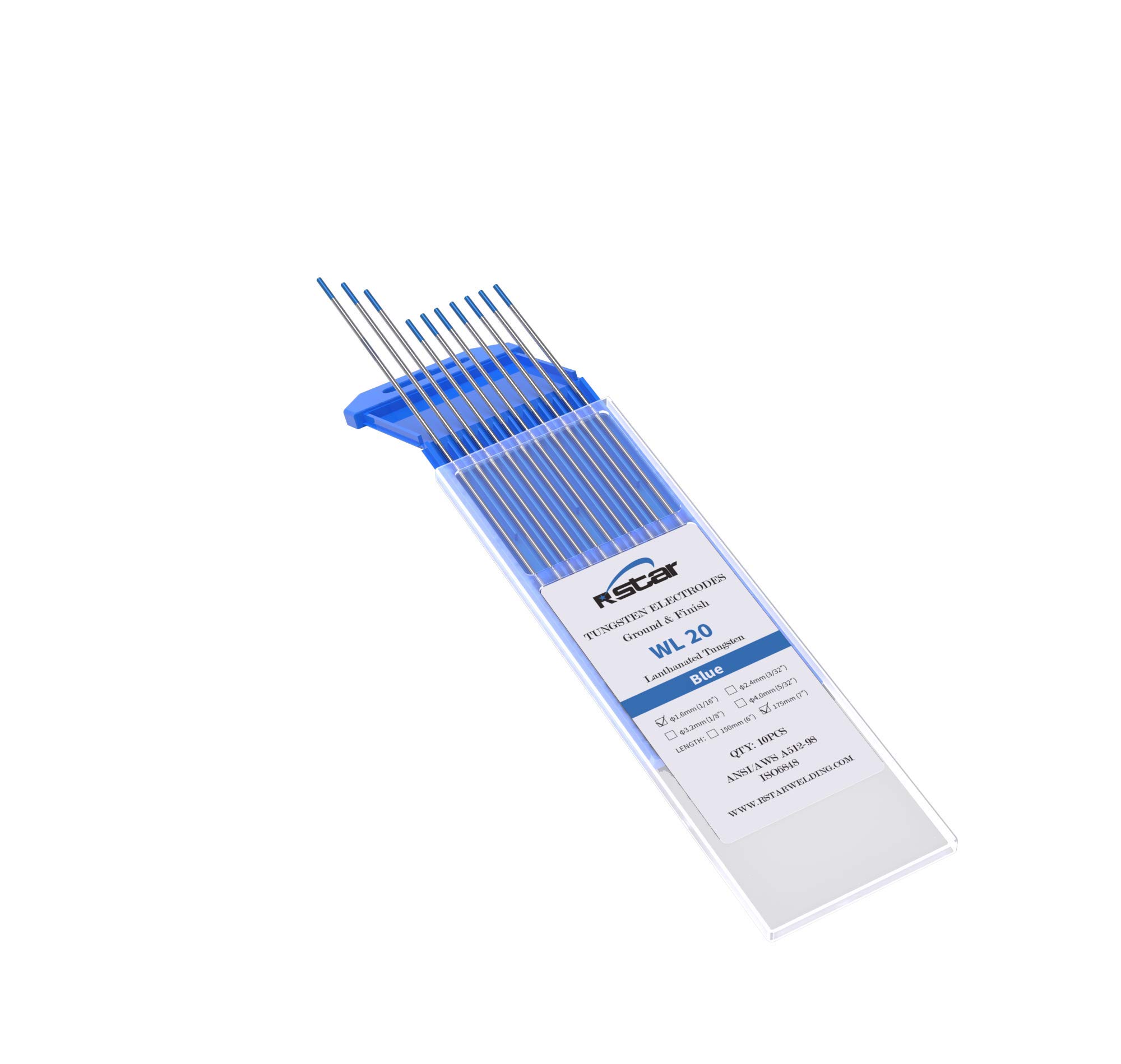 TIG Welding Tungsten Electrodes WL20 2% lanthanated tungsten Electrodes rods for TIG welding 1/16” x 7” (Blue, EWLa20) 10-Pack