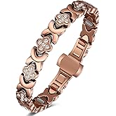Feraco Pure Copper Bracelets for Women, 5X Ultra Strength Magnetic Bracelet with 5000 Gauss Neodymium Magnets & Upgraded Butterfly Clasp, Adjustable Jewelry Gift