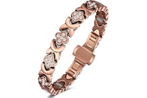 Feraco Pure Copper Bracelets for Women, 5X Ultra Strength Magnetic Bracelet with 5000 Gauss Neodymium Magnets & Upgraded Butterfly Clasp, Adjustable Jewelry Gift