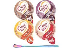 VELVET NOOK Coffee Creamer Singles Variety Pack 48-Count – Bulk Individual Coffee Creamers Perfect for Coffee Mate Lovers - Non-Dairy Flavored Creamers: Italian Sweet Cream, Original, Vanilla Caramel, Hazelnut