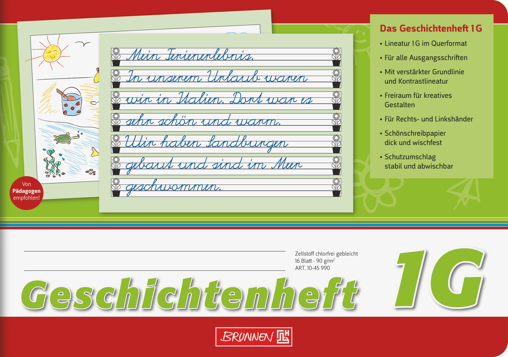 Brunnen 1045990 Story Book Class 1 (A5, 16 Sheets, Line Style 1G)