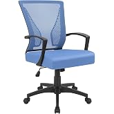Furmax Office Chair Ergonomic Computer Desk Mesh Chair Mid Back Swivel Lumbar Support with Armrest (1, Blue)