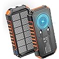 Riapow Solar Charger Power Bank: 27000mAh Wireless Portable Charger Built-in Cables - 22.5W Fast Charging Battery Bank with USB C - PD QC3.0 External Battery Pack for Phone - 2 Flashlights for Outdoor
