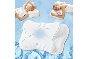 Releep Adjustable Cervical Neck Pillow for Pain Relief, Cooling Ergonomic Side Sleeper Pillow, Orthopedic Contour Neck Support Pillow, Memory Foam Bed Pillow for Back Stomach Sleeper