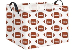 NTAOHAMPER Rectangular Football Storage Basket Empty,Collapsible Gift Basket with Handles,Toys/Books Box,Room Decor(American Football)