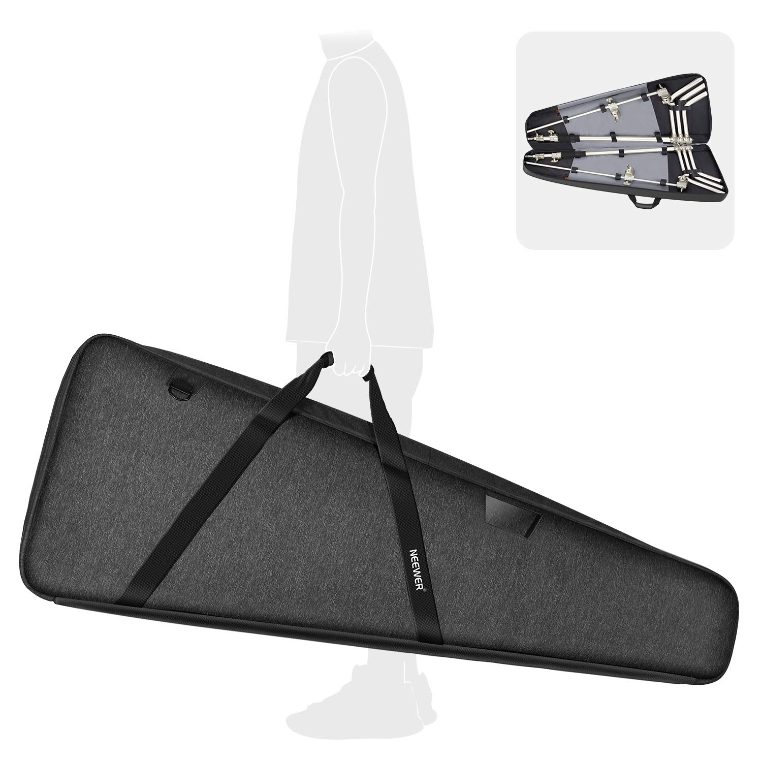Neewer 61"x22"x10" Durable C Stand Carrying Bag Case with Handle Strap for 2 Packs C Stands, Black