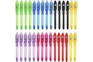 DazSpirit 30PCS Invisible Ink Pens with UV Light, Party Favors for Kids, Spy Pens, Magic Pen Disappearing Ink for Writing Secret Message, Classroom Prizes, Stocking Stuffers